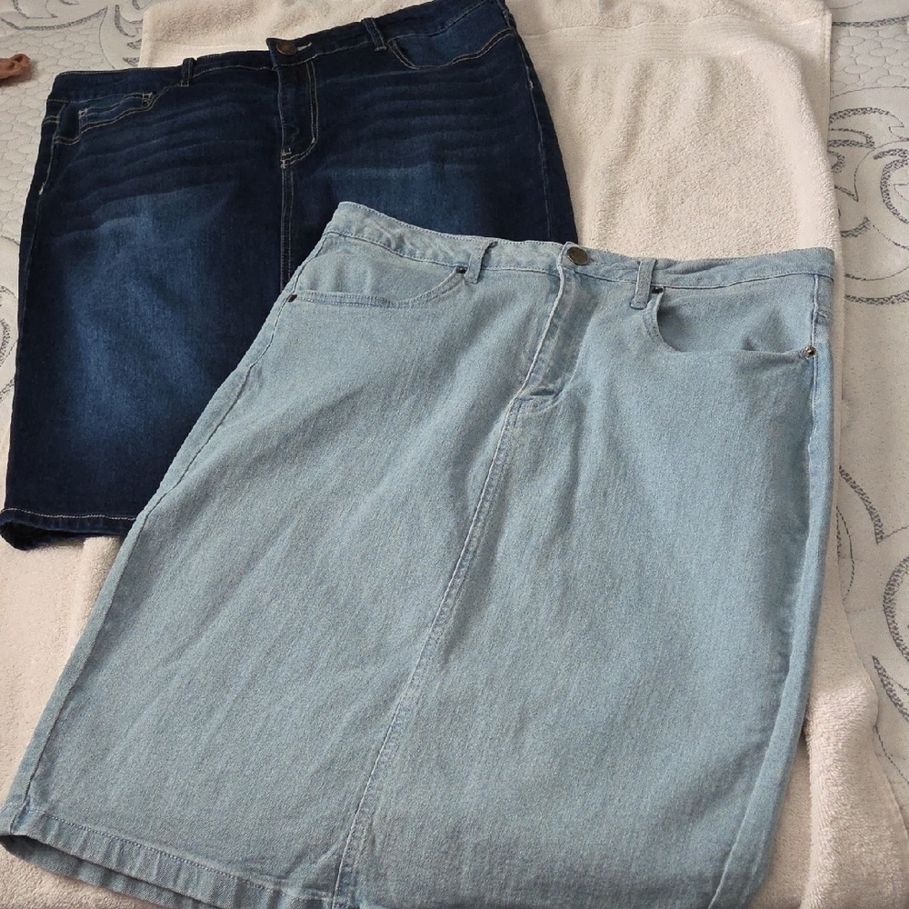Dark and Light Blue Denim Skirts